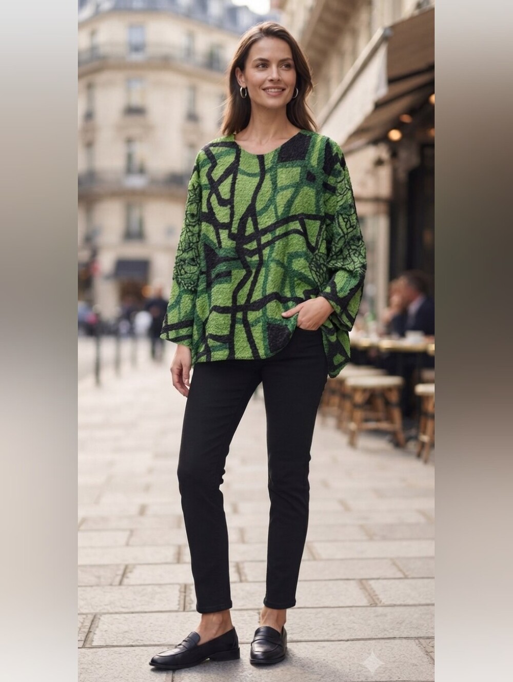 Berek Crinkle Abstract Top NWT